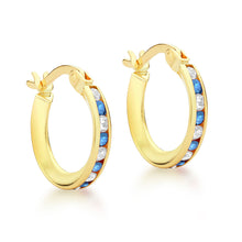  9ct Gold Blue And White CZ Hoop Earring