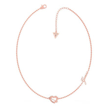  Ladies Rose Gold Plated Across My Heart Necklace With Swarovski Crystals