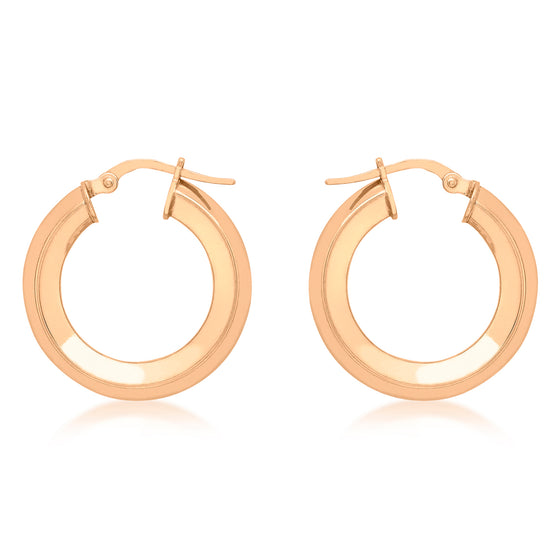 9ct Rose Gold Plain Hoop Earrings