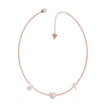  Ladies Rose-Gold Plated Mother Of Pearl Heart Necklace With Swarovski Crystal