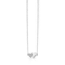  Ladies Stainless Steel You And Me Heart Necklace With Swarovski Crystal