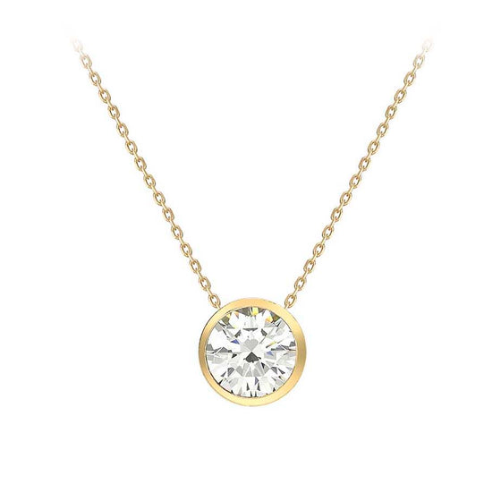 9ct Gold Single CZ slider necklace