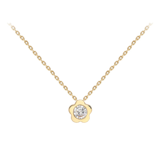 9ct Gold CZ Flower Style Necklace