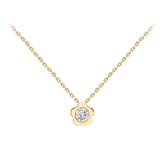 9ct Gold CZ Flower Style Necklace