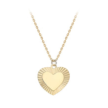  9ct Gold heart Shaped Disc With Sunray Effect