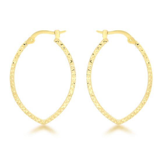 9ct Gold Oval Diamond Cut Tube Earring