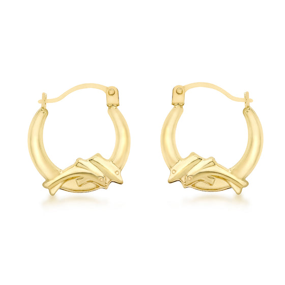 9ct Gold Double Dolphin Hoop Earrings