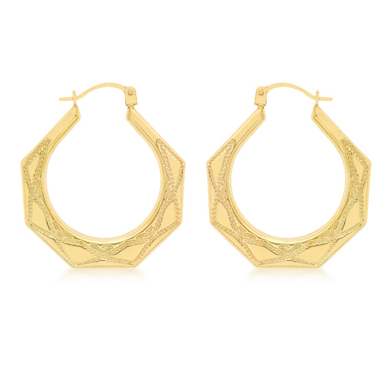 9ct Yellow Gold Faceted Creole Earrings