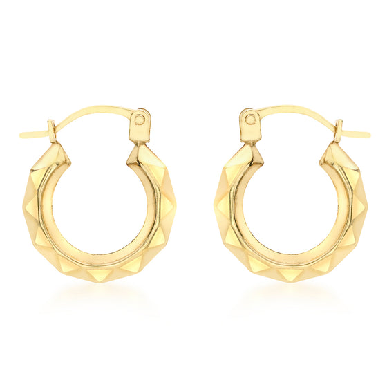 9ct Gold Harlequin Patterned Creole Earring