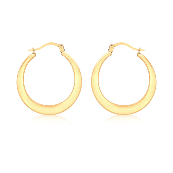 9ct Gold Flattened Round Creole Earrings