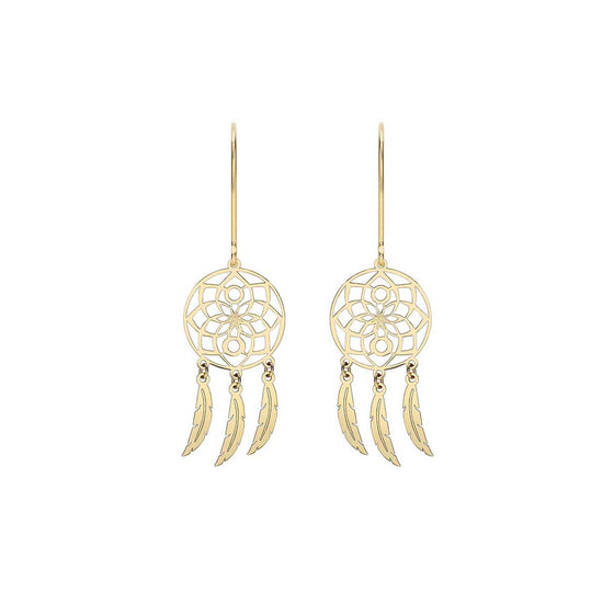 9ct Gold Dream Catcher Drop Earrings