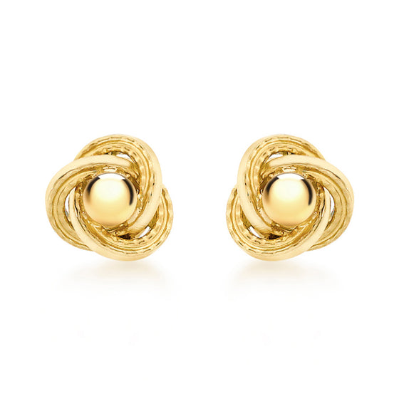 9ct Gold Knot And Ball Style Earrings