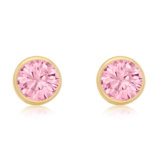 9ct Gold Pink CZ Stud Earrings