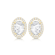  9ct Gold Oval CZ Cluster Earrings