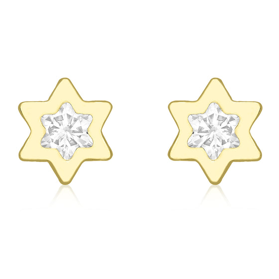 9ct Star Shaped CZ Earrings
