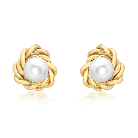 9ct Pearl and Gold Sud Earrings
