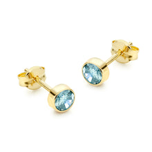  9ct Gold Pale Blue CZ Stud Earrings