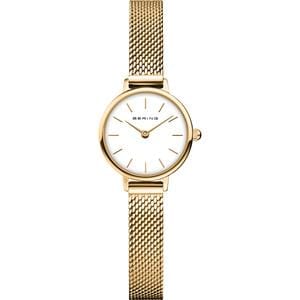Ladies Gold Plated  Bracelet Watch With White Dial