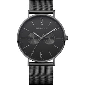 Gents Black Stainless Bracelet Watch With Black Dial