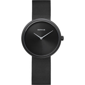 Gents Black Stainless Steel Bracelet Watch With Black Dial