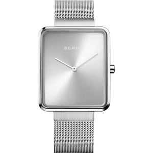 Gents Stainless Steel Bracelet Watch With Silver Rectangular Dial