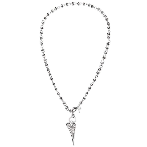 Sterling Silver Plated Heart Long Knot Necklace