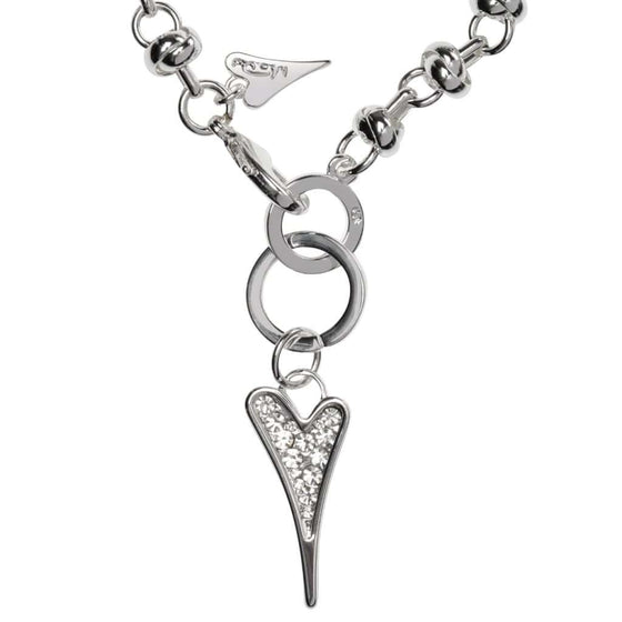 Sterling Silver Plated Heart Long Knot Necklace