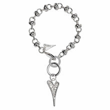  Sterling Silver Plated Crystal Heart Knot Chain Bracelet