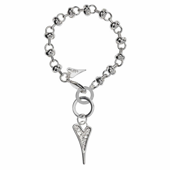 Sterling Silver Plated Crystal Heart Knot Chain Bracelet