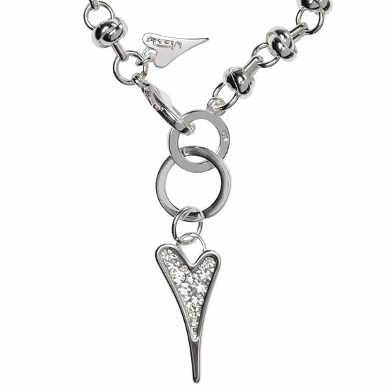 Sterling Silver Plated Crystal Heart Knot Chain Bracelet