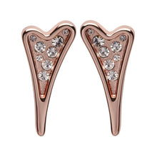  Rose Gold Plated Heart Stud Earrings with Sparkling Clear Crystals