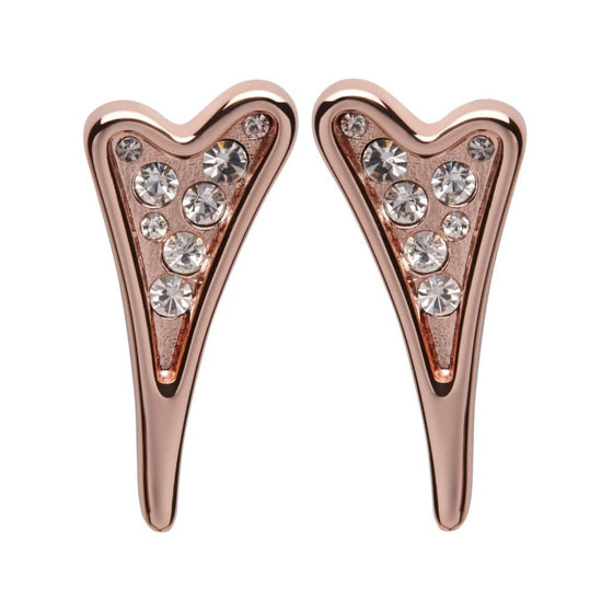 Rose Gold Plated Heart Stud Earrings with Sparkling Clear Crystals