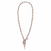 Rose Gold Plated Long Knot Fashion Necklace with Diamanté Heart Charm