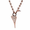 Rose Gold Plated Long Knot Fashion Necklace with Diamanté Heart Charm