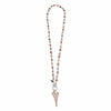 Long 70cm Two Tone Knotted Necklace with Large Diamanté Heart Pendant