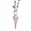 Long 70cm Two Tone Knotted Necklace with Large Diamanté Heart Pendant