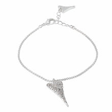  Silver Plated Delicate Bracelet With A Czech Crystal Paved Heart Pendant