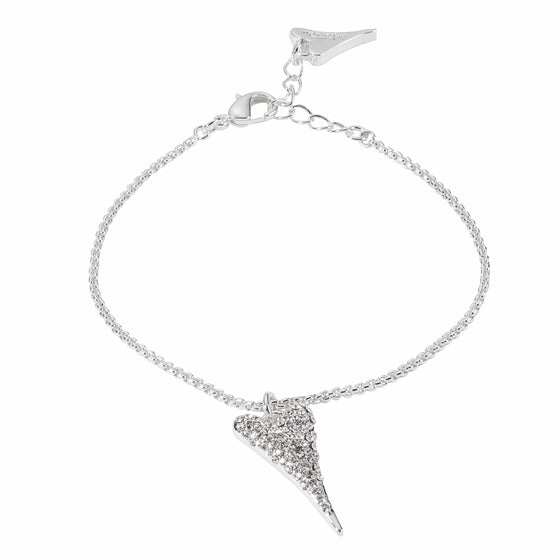 Silver Plated Delicate Bracelet With A Czech Crystal Paved Heart Pendant