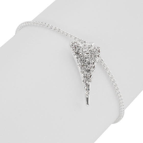 Silver Plated Delicate Bracelet With A Czech Crystal Paved Heart Pendant
