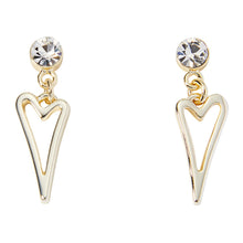  Gold Plated Hollow Heart Drop earrings with Crystal Stud
