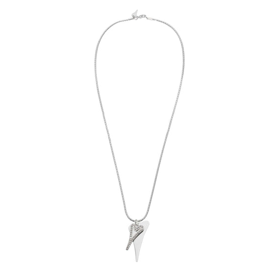 Long 70cm Silver Plated Fashion Necklace with Silver Drop Hearts