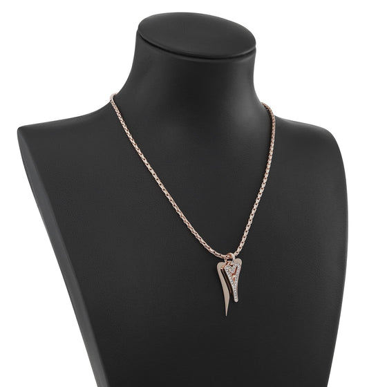 Rose Gold Plated Boo Style Heart Necklace 47cm With Modern Chain and Czech Crystals