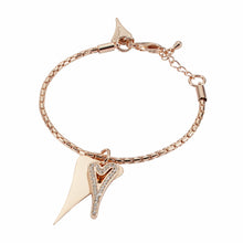  Rose Gold Plated Boo Style Double Heart Bracelet with Czech Crystals in One Heart.