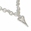 Silver Plated Textured Links Necklace with a Solid and Diamante Heart Shaped Pendant