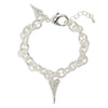 Textured Links Chain Bracelet with a Solid and Diamanté Heart Shaped Pendant