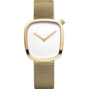Ladies Gold Plated  Bracelet Watch With White Dial