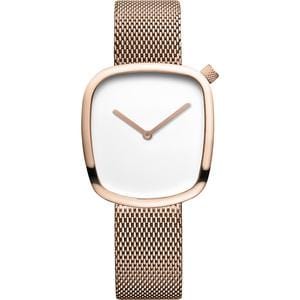 Ladies Rose Gold Plated Bracelet Watch With White Dial