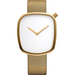 Unisex Goldplated Bracelet Watch With White Dial