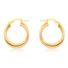  9ct Gold 2 Colour Double Hoop Earring