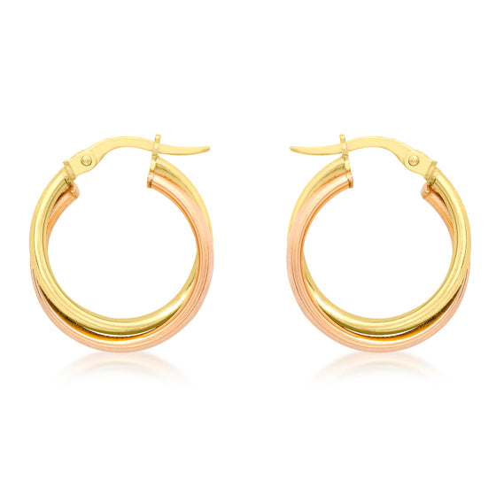 9ct Gold 2 Colour Double Hoop Earring